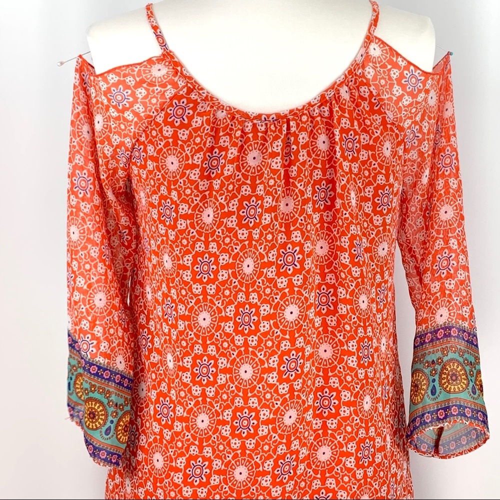 GB Girl Orange Lightweight Geometric Cold Shoulder Dress Youth size X-Large - Picture 5 of 15